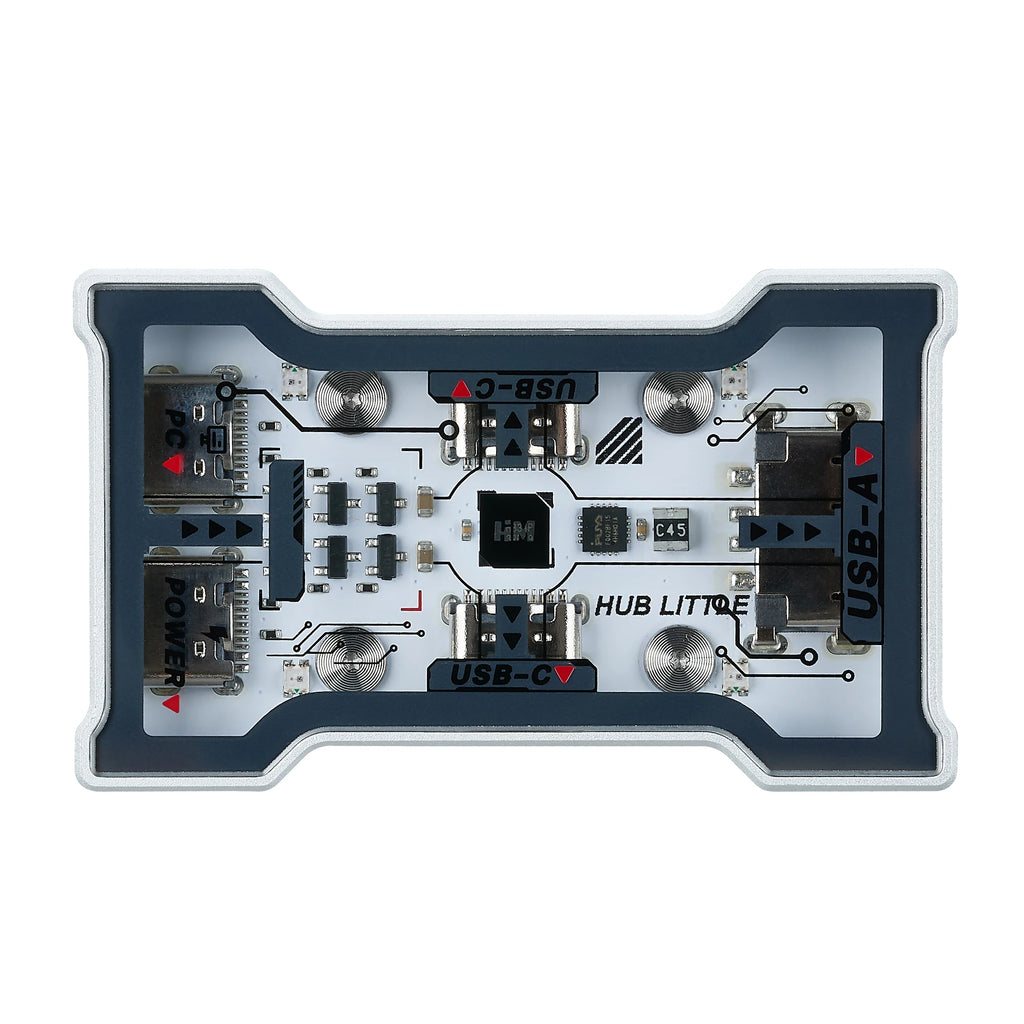 HMLAB Hub-little Gaming USB HUB 1 In 3 Out Portable Desktop Expansion Dock with Aluminum Frame & Double Glass Shell, HMHUB