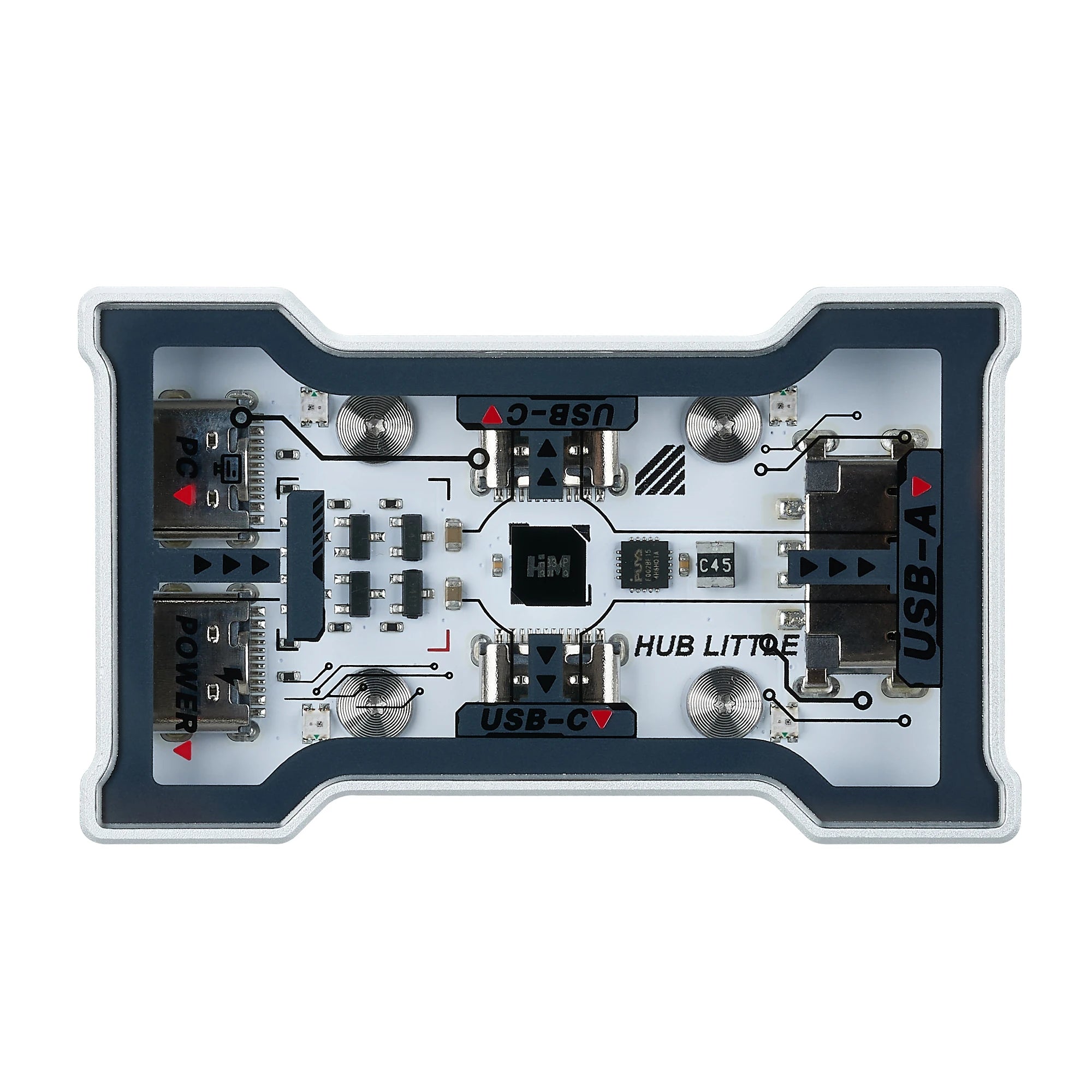 HMLAB Hub-little Gaming USB HUB 1 In 3 Out Portable Desktop Expansion Dock with Aluminum Frame & Double Glass Shell, HMHUB