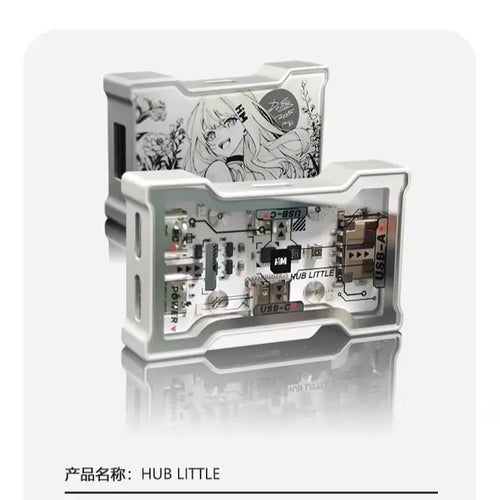Hub USB gaming HMLAB — 1 entrée vers 3 sorties, châssis aluminium et verre