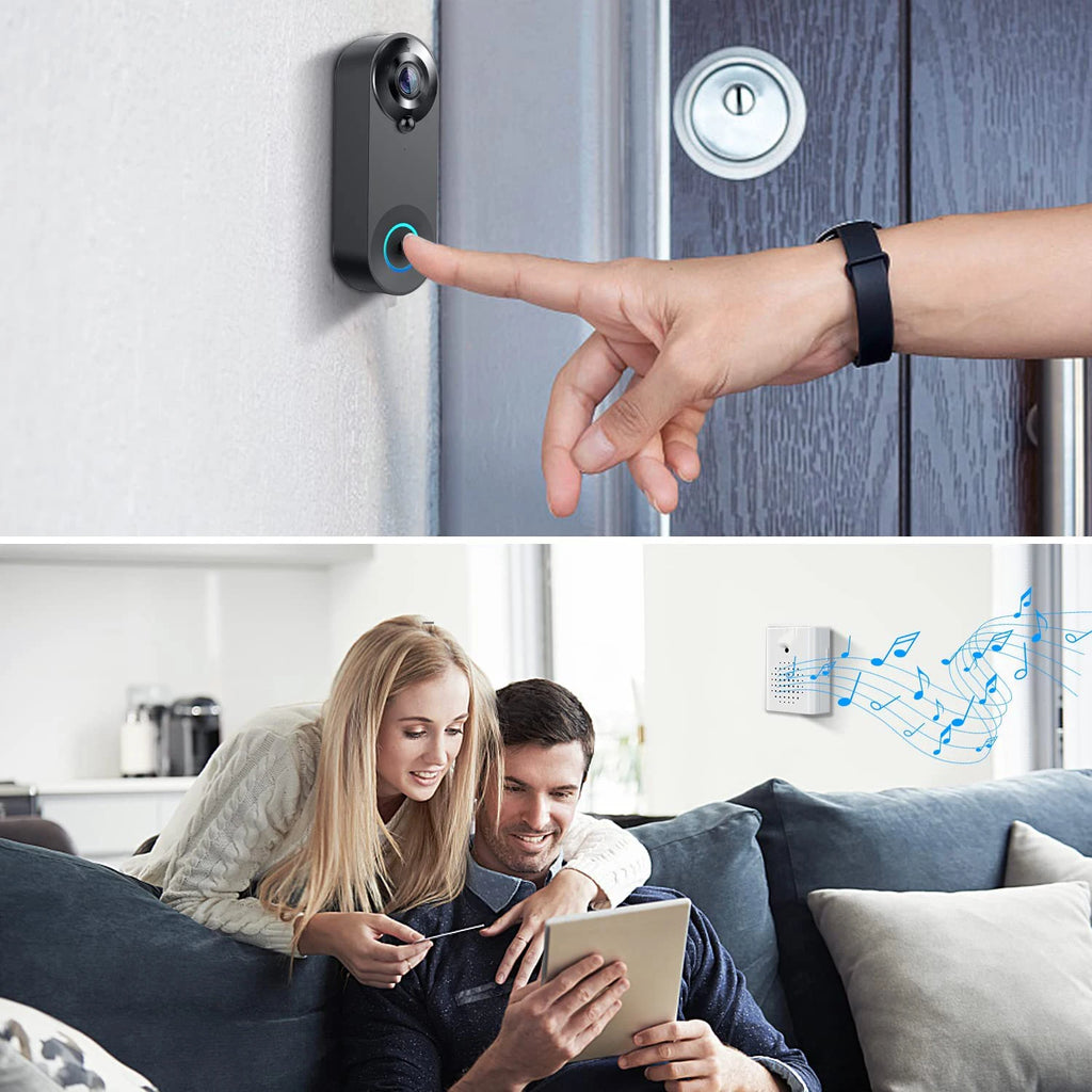 Sonnette vidéo WiFi 1080p — Détection de mouvement, vision nocturne